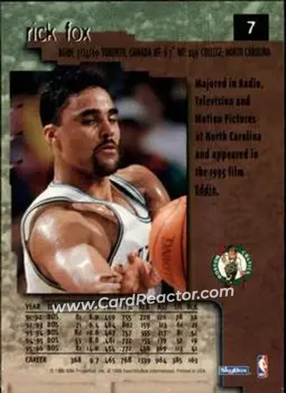 1996-97 SkyBox Premium #7 - Rick Fox - Boston Celtics - Back