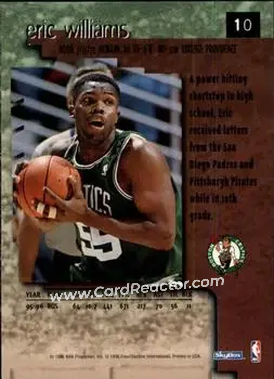 1996-97 SkyBox Premium #10 - Eric Williams - Boston Celtics - Back