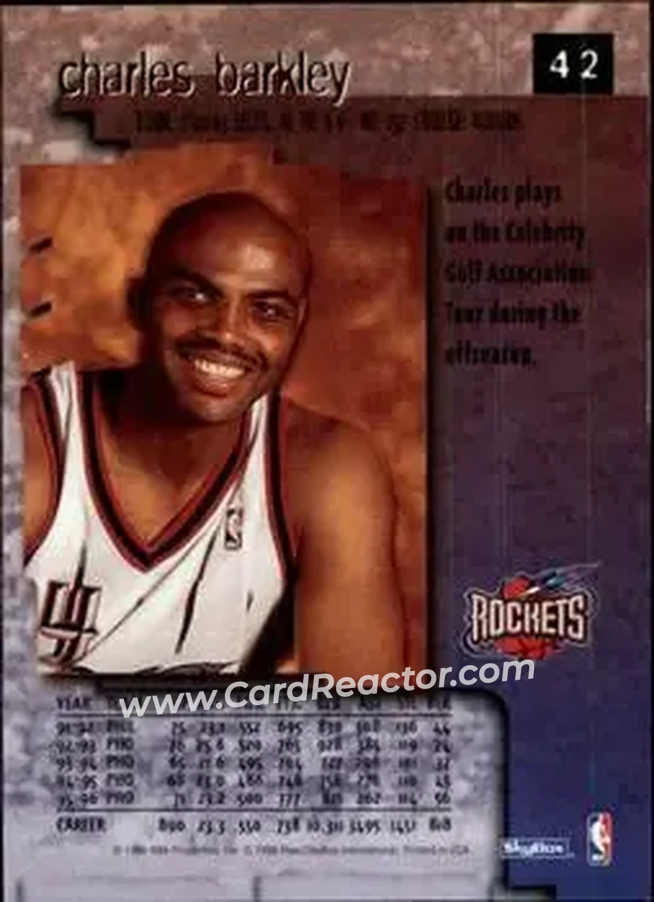 1996-97 SkyBox Premium #42 - Charles Barkley - Houston Rockets - Back