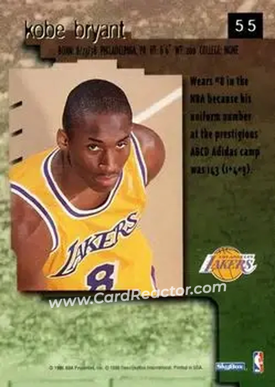 1996-97 SkyBox Premium #55 - Kobe Bryant - Los Angeles Lakers - Back