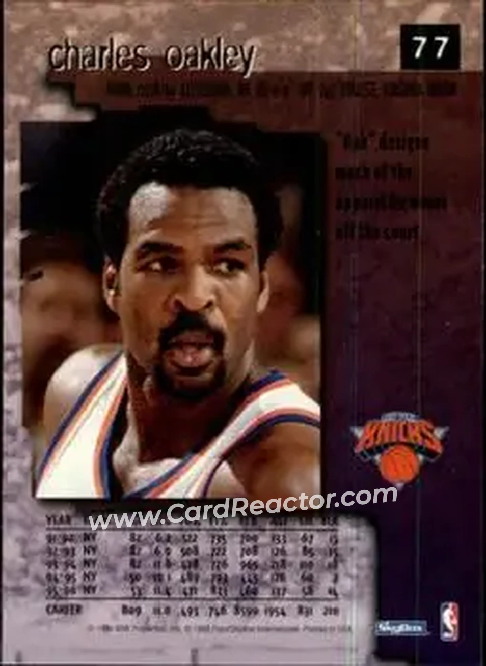 1996-97 SkyBox Premium #77 - Charles Oakley - New York Knicks - Back