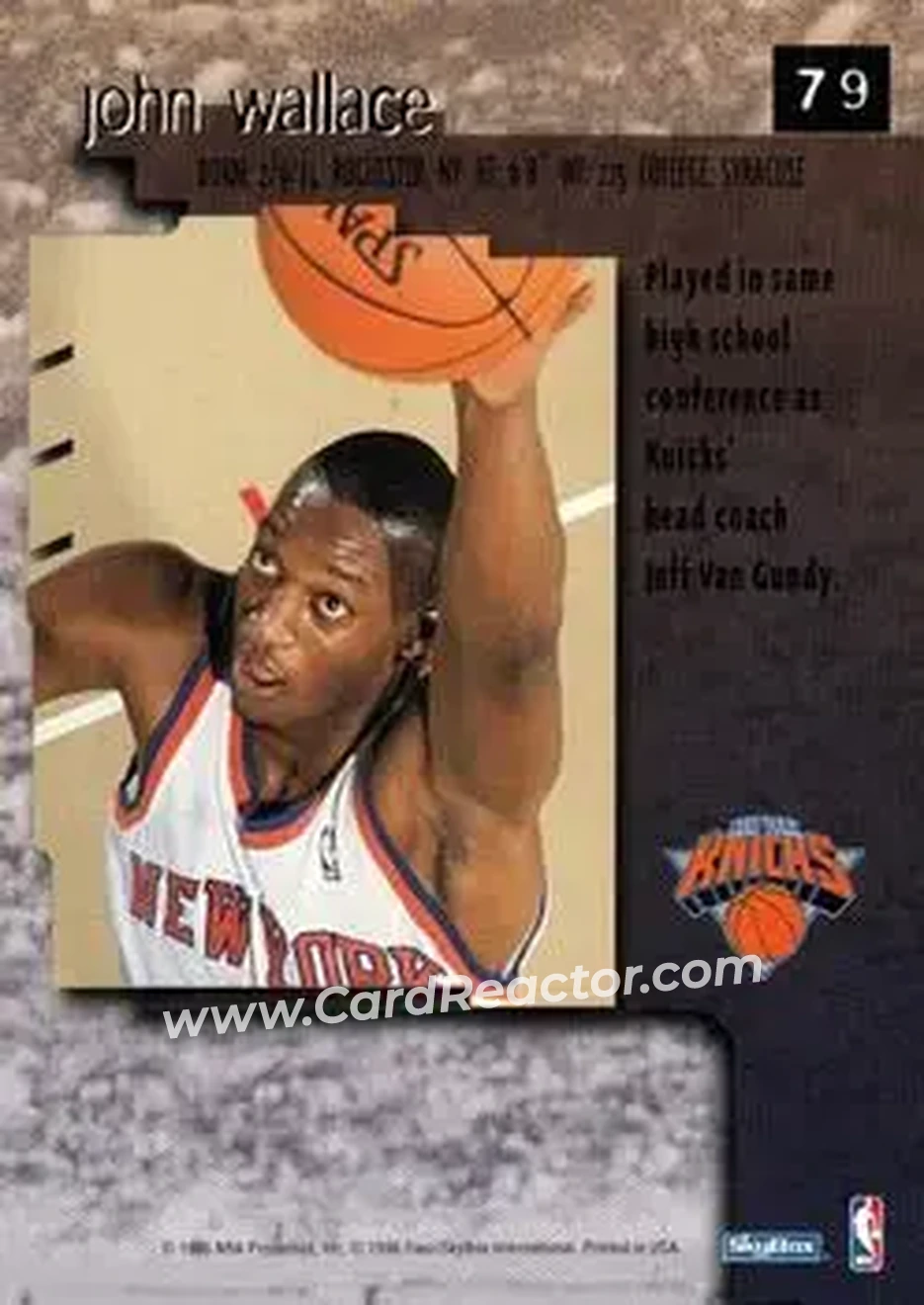 1996-97 SkyBox Premium #79 - John Wallace - New York Knicks - Back