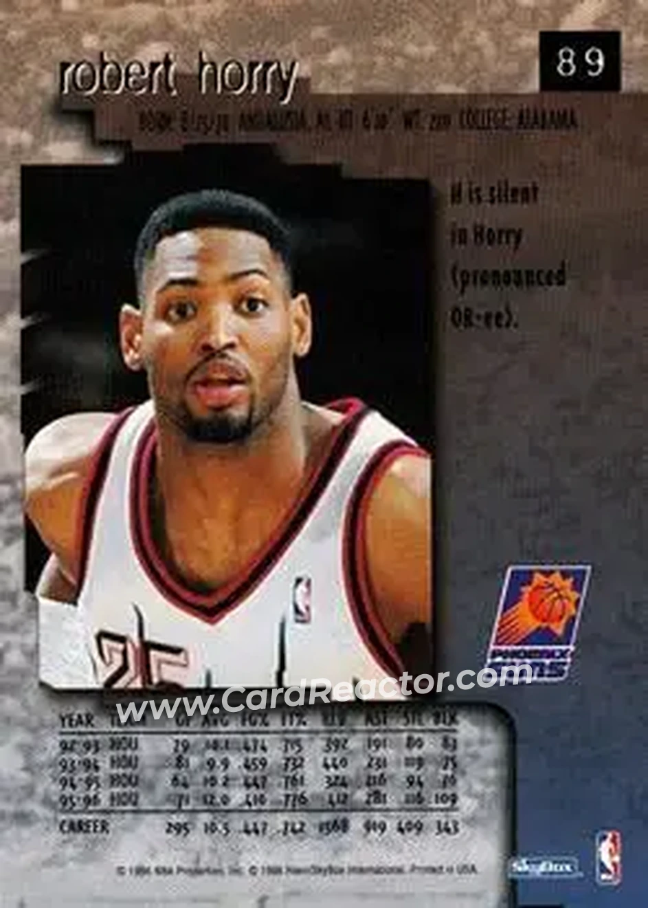 1996-97 SkyBox Premium #89 - Robert Horry - Phoenix Suns - Back 1996-97 SkyBox Premium #89 - Robert Horry - Phoenix Suns - Back