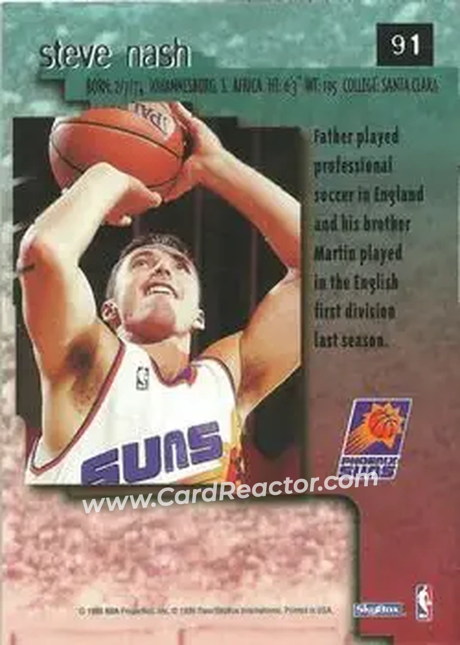 1996-97 SkyBox Premium #91 - Steve Nash - Phoenix Suns - Back