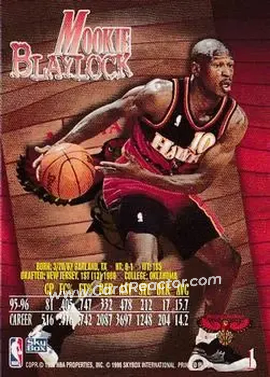 1996-97 SkyBox Z-Force #1 - Mookie Blaylock - Atlanta Hawks - Back