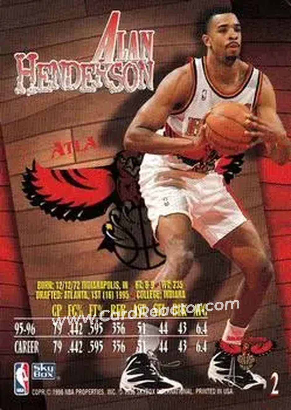 1996-97 SkyBox Z-Force #2 - Alan Henderson - Atlanta Hawks - Back 1996-97 SkyBox Z-Force #2 - Alan Henderson - Atlanta Hawks - Back