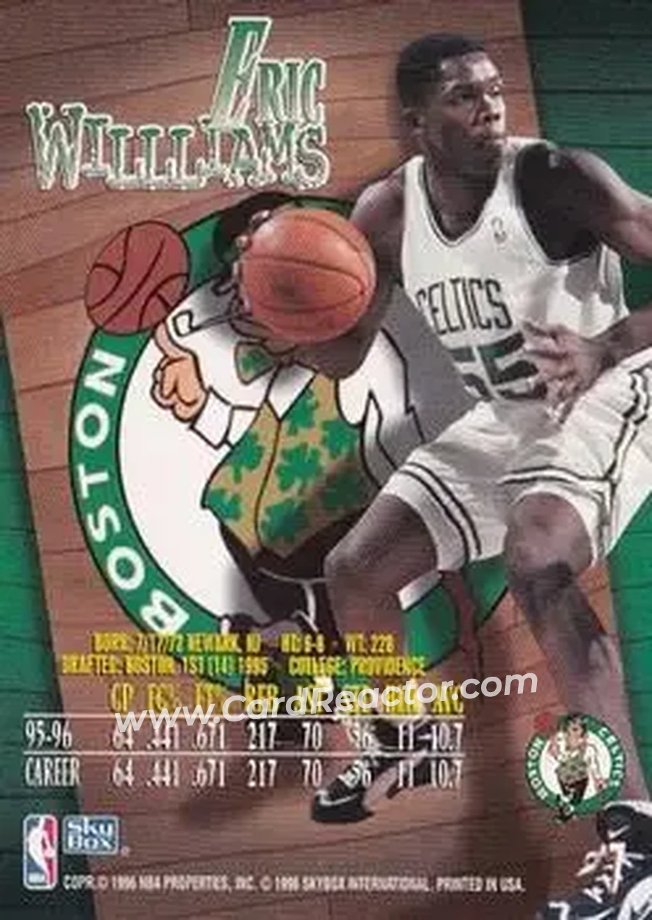 1996-97 SkyBox Z-Force #7 - Eric Williams - Boston Celtics - Back