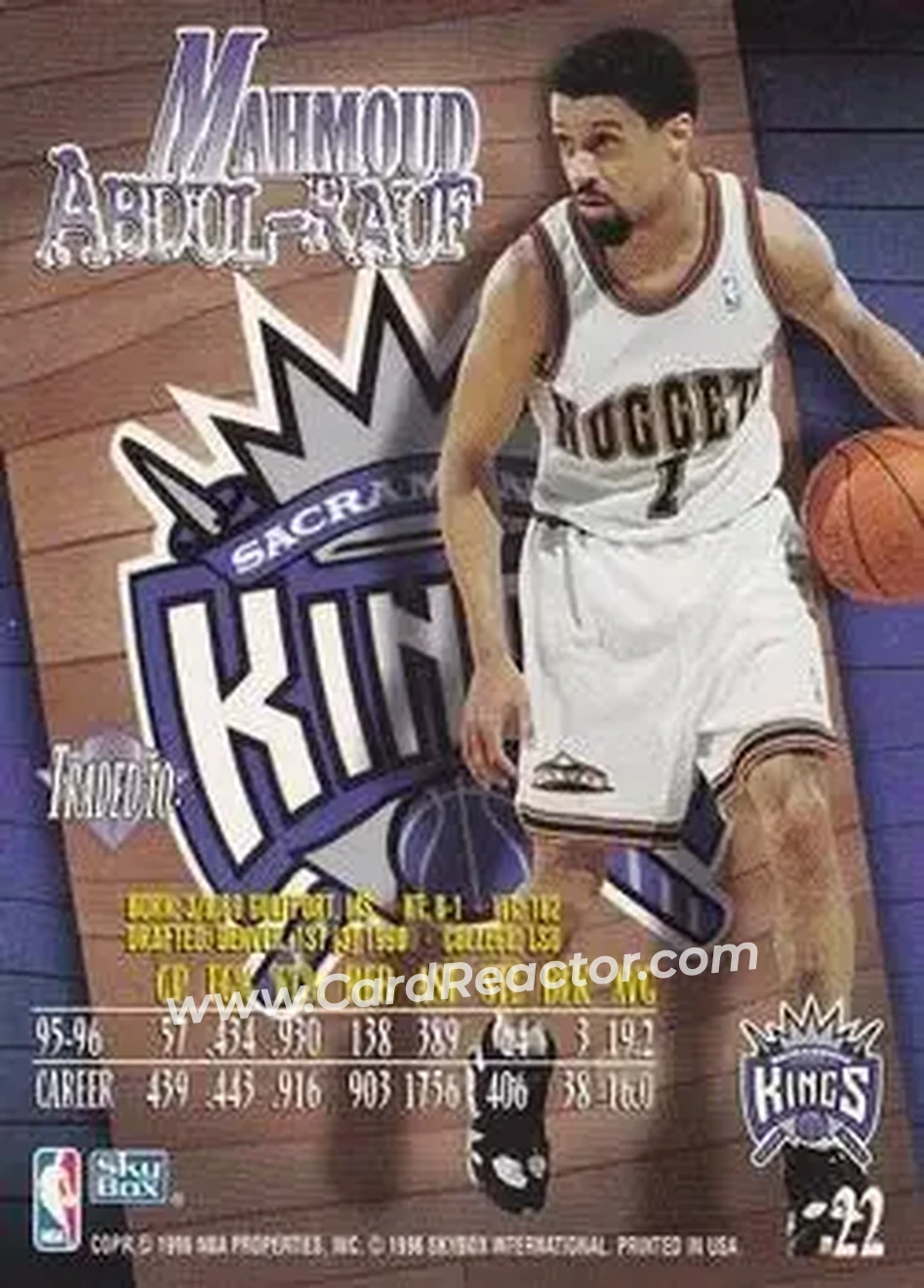 1996-97 SkyBox Z-Force #22 - Mahmoud Abdul-Rauf - Sacramento Kings - Back