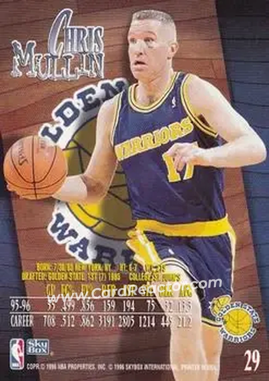 1996-97 SkyBox Z-Force #29 - Chris Mullin - Golden State Warriors - Back