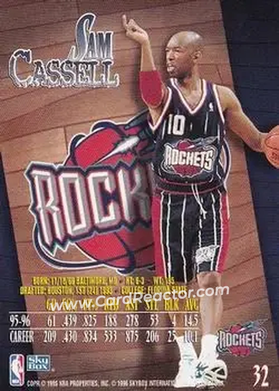 1996-97 SkyBox Z-Force #32 - Sam Cassell - Houston Rockets - Back