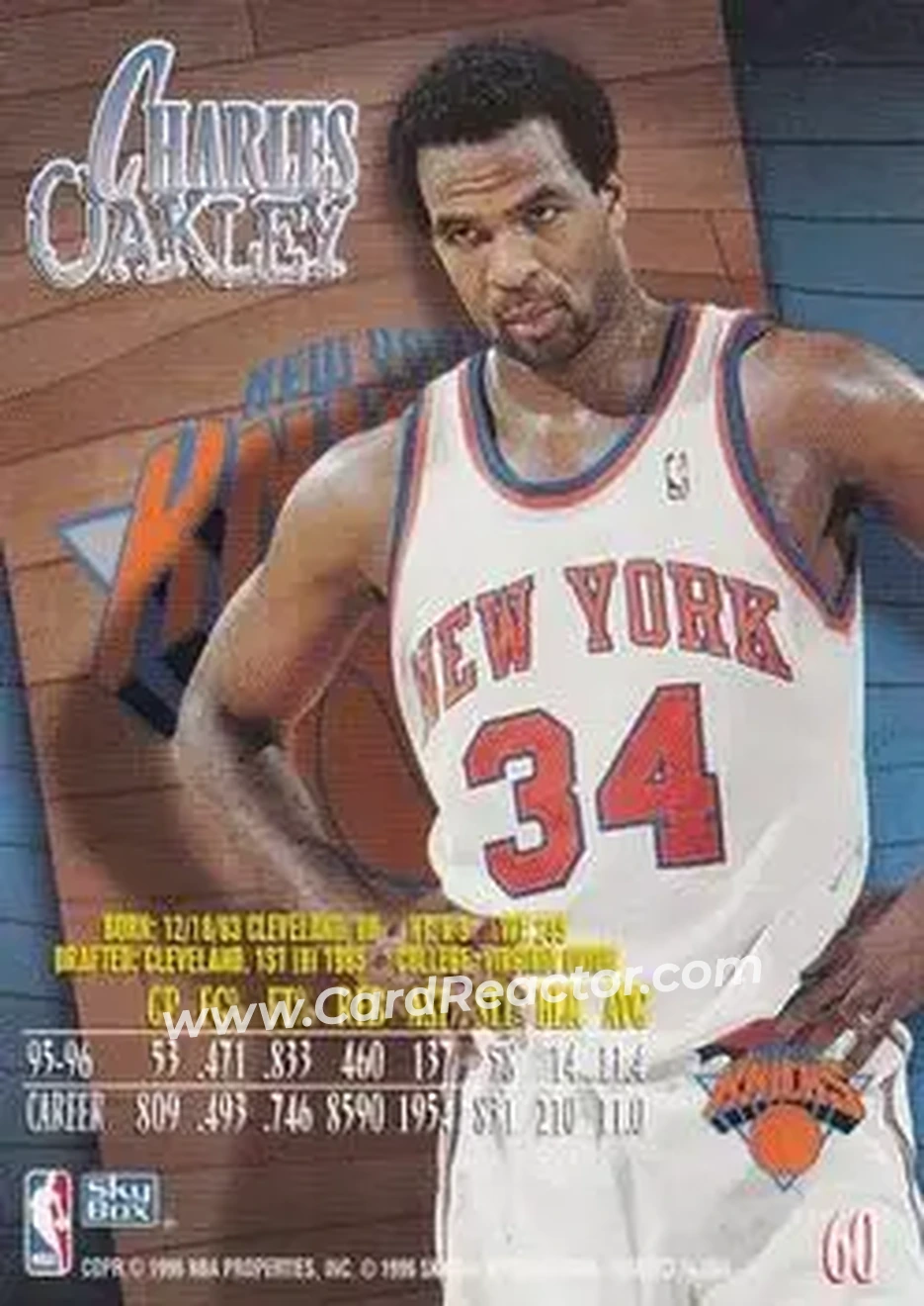 1996-97 SkyBox Z-Force #60 - Charles Oakley - New York Knicks - Back