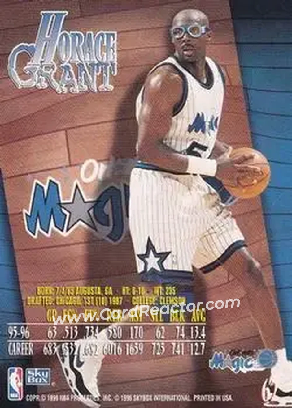 1996-97 SkyBox Z-Force #62 - Horace Grant - Orlando Magic - Back