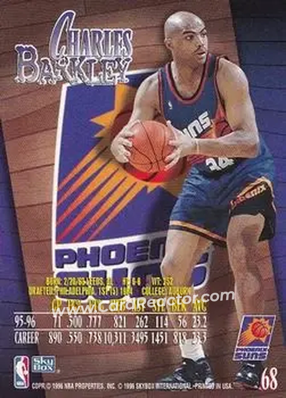 1996-97 SkyBox Z-Force #68 - Charles Barkley - Phoenix Suns - Back