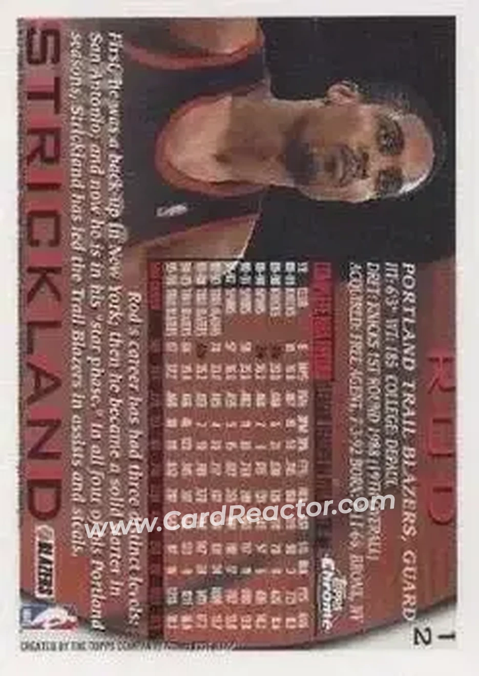 1996-97 Topps Chrome #12 - Rod Strickland - Portland Trail Blazers - Back
