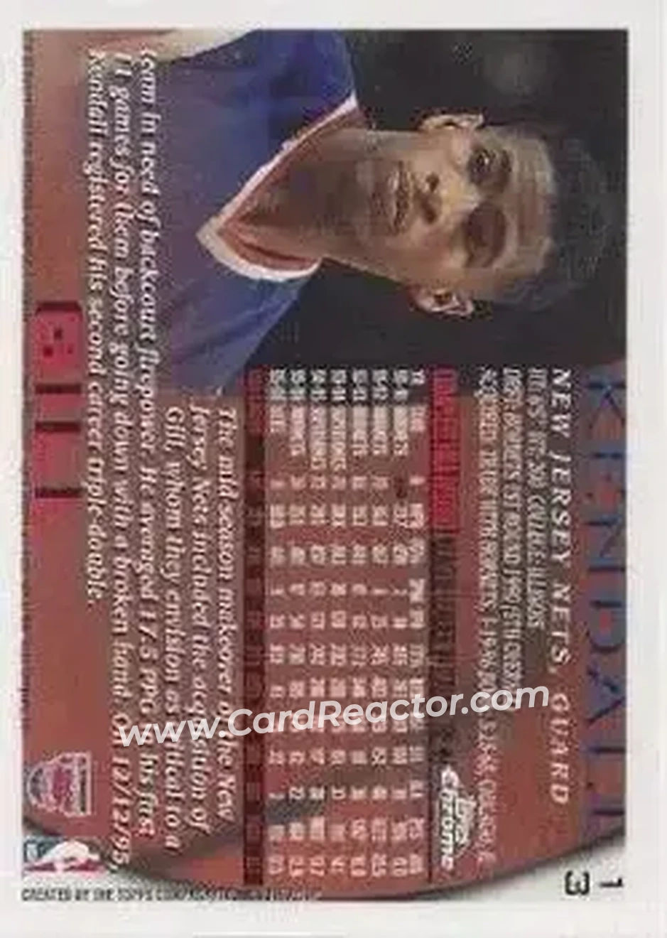 1996-97 Topps Chrome #13 - Kendall Gill - New Jersey Nets - Back