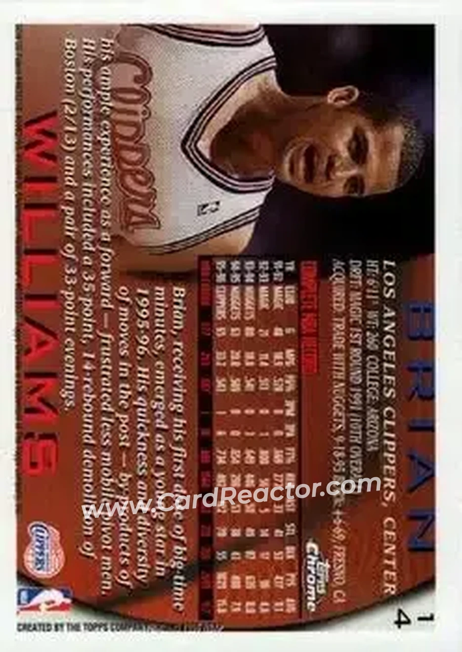 1996-97 Topps Chrome #14 - Bison Dele - Los Angeles Clippers - Back