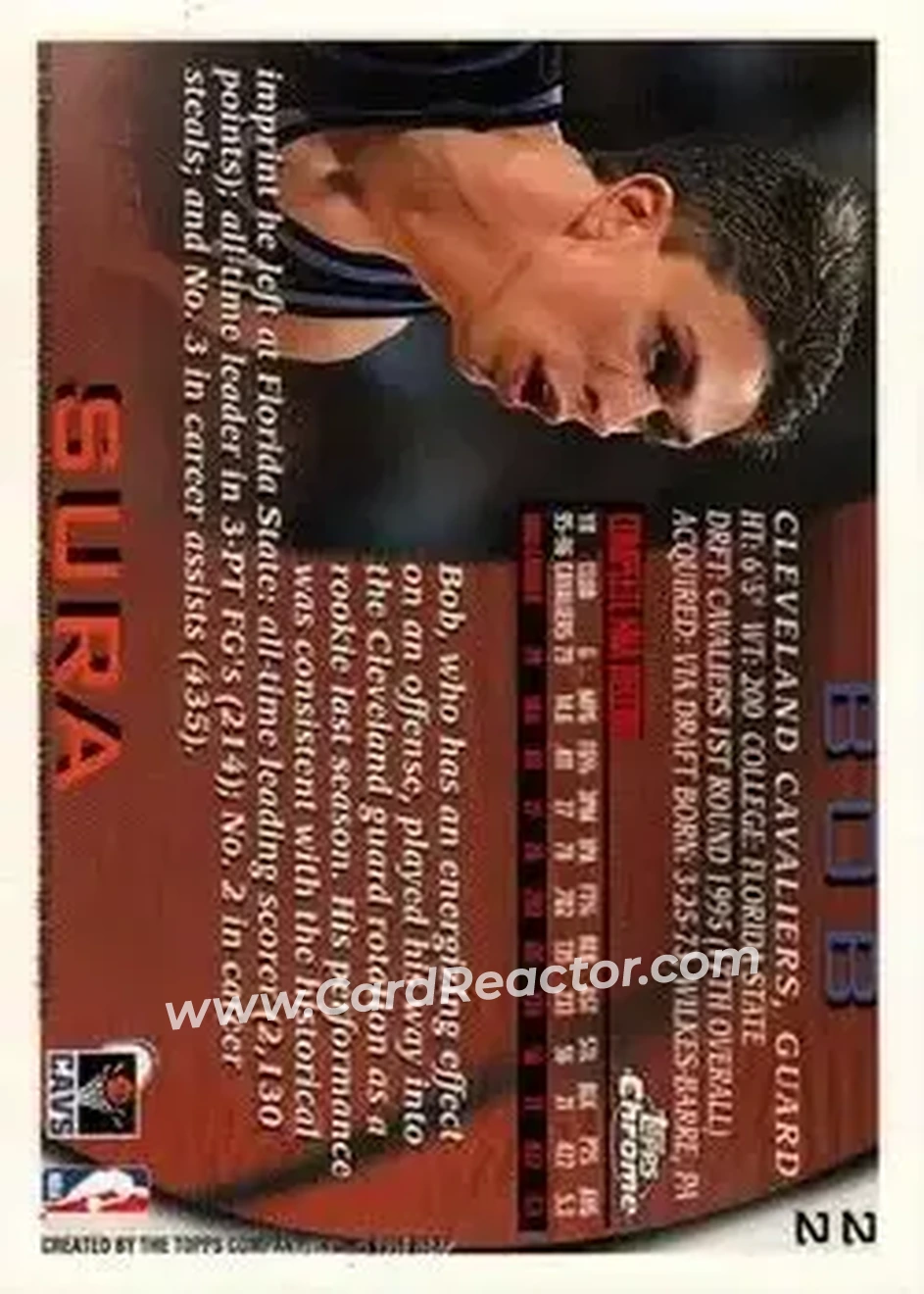 1996-97 Topps Chrome #22 - Bob Sura - Cleveland Cavaliers - Back