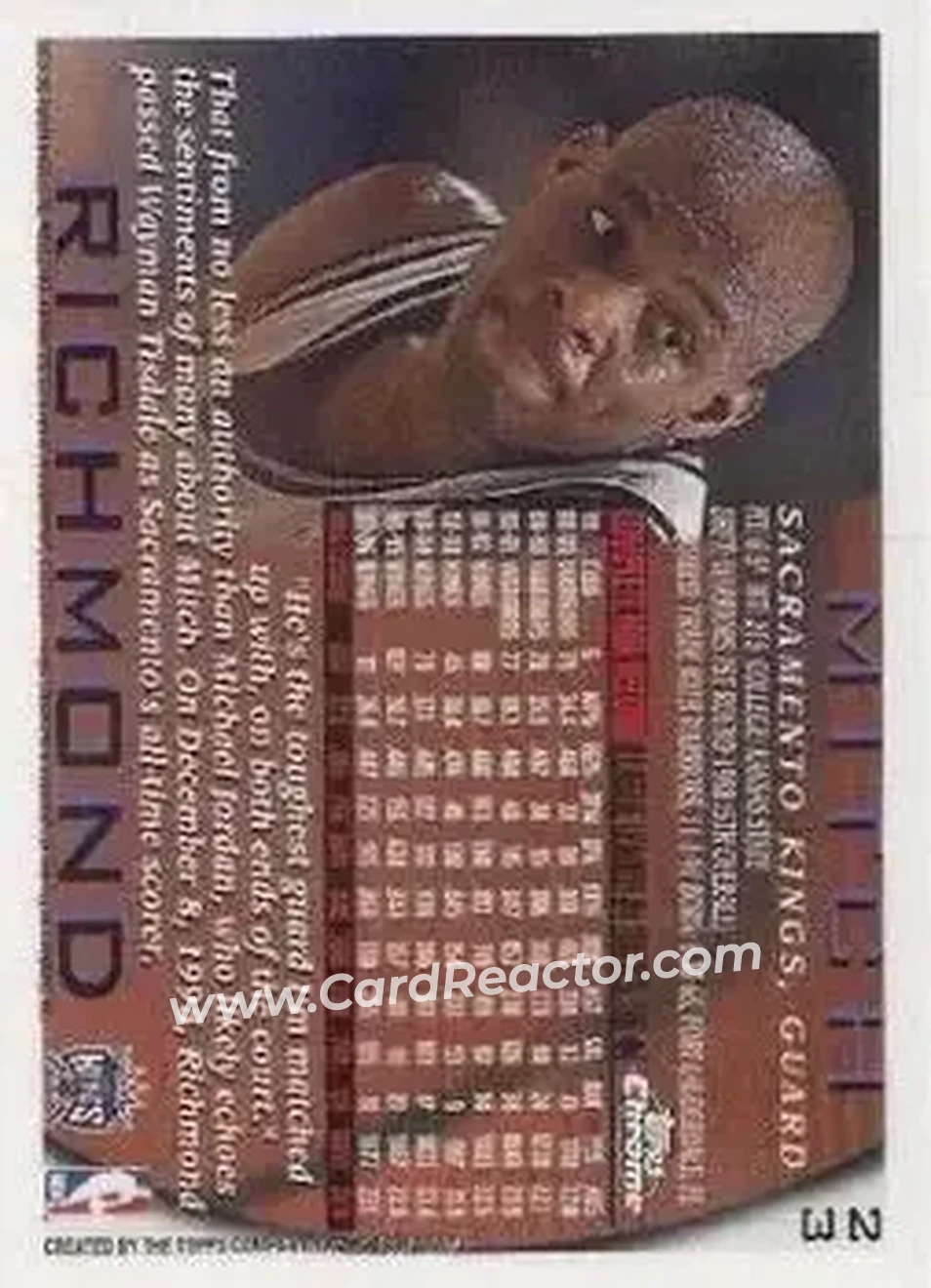 1996-97 Topps Chrome #23 - Mitch Richmond - Sacramento Kings - Back