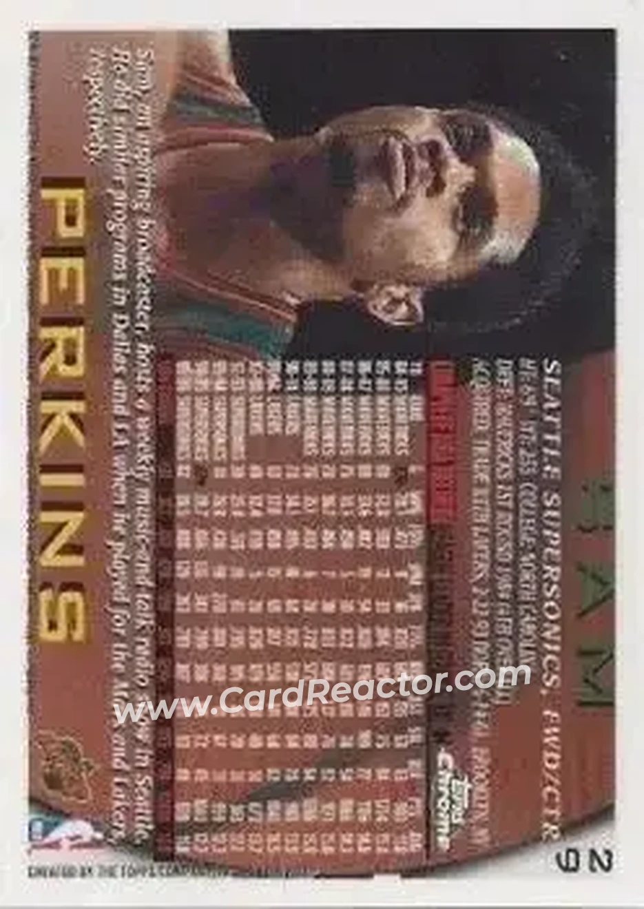 1996-97 Topps Chrome #29 - Sam Perkins - Seattle SuperSonics - Back
