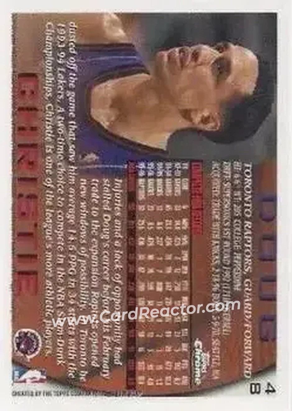 1996-97 Topps Chrome #48 - Doug Christie - Toronto Raptors - Back