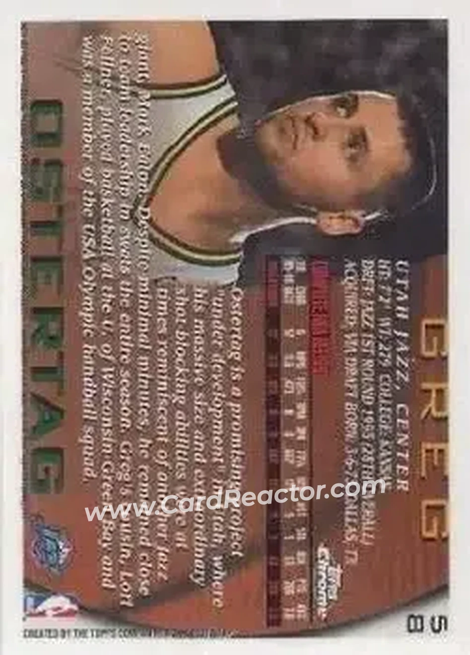 1996-97 Topps Chrome #58 - Greg Ostertag - Utah Jazz - Back 1996-97 Topps Chrome #58 - Greg Ostertag - Utah Jazz - Back