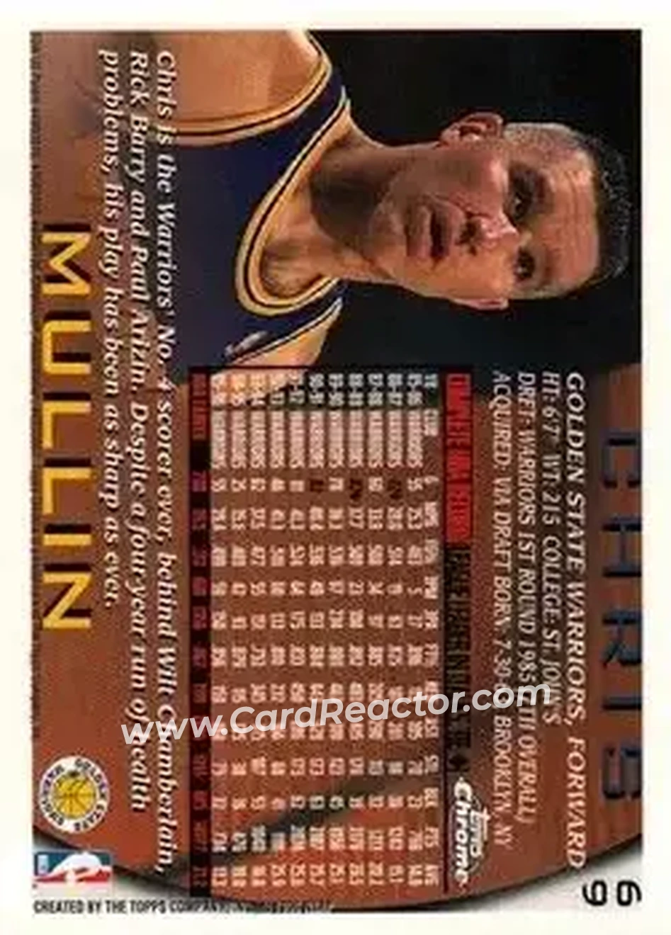 1996-97 Topps Chrome #69 - Chris Mullin - Golden State Warriors - Back
