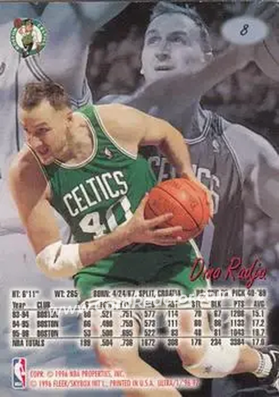 1996-97 Ultra #8 - Dino Radja - Boston Celtics - Back