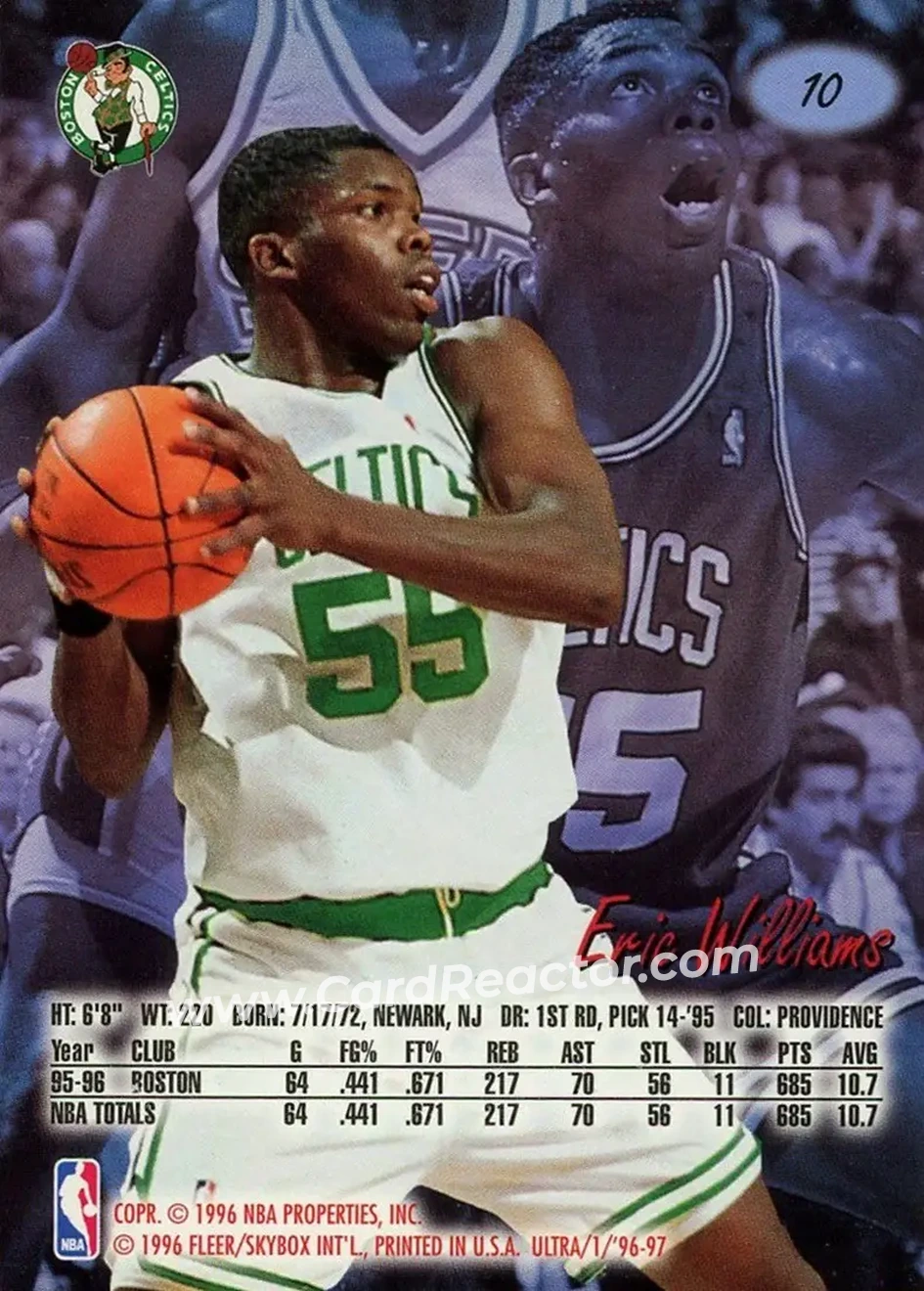 1996-97 Ultra #10 - Eric Williams - Boston Celtics - Back 1996-97 Ultra #10 - Eric Williams - Boston Celtics - Back