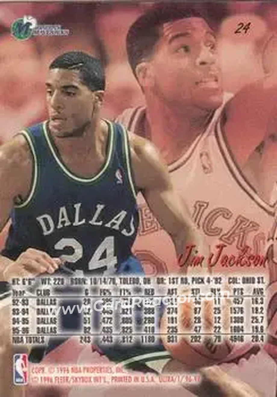 1996-97 Ultra #24 - Jim Jackson - Dallas Mavericks - Back