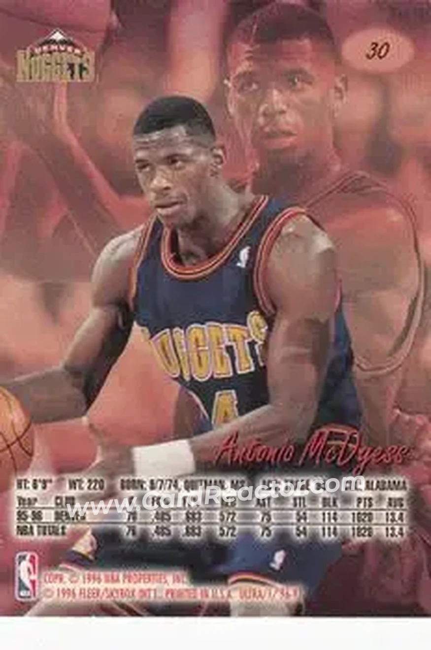 1996-97 Ultra #30 - Antonio McDyess - Denver Nuggets - Back