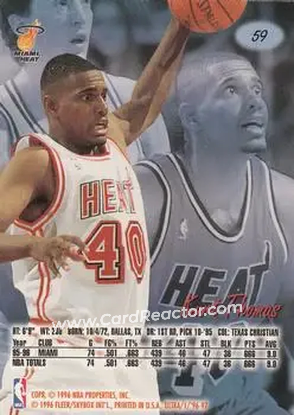 1996-97 Ultra #59 - Kurt Thomas - Miami Heat - Back