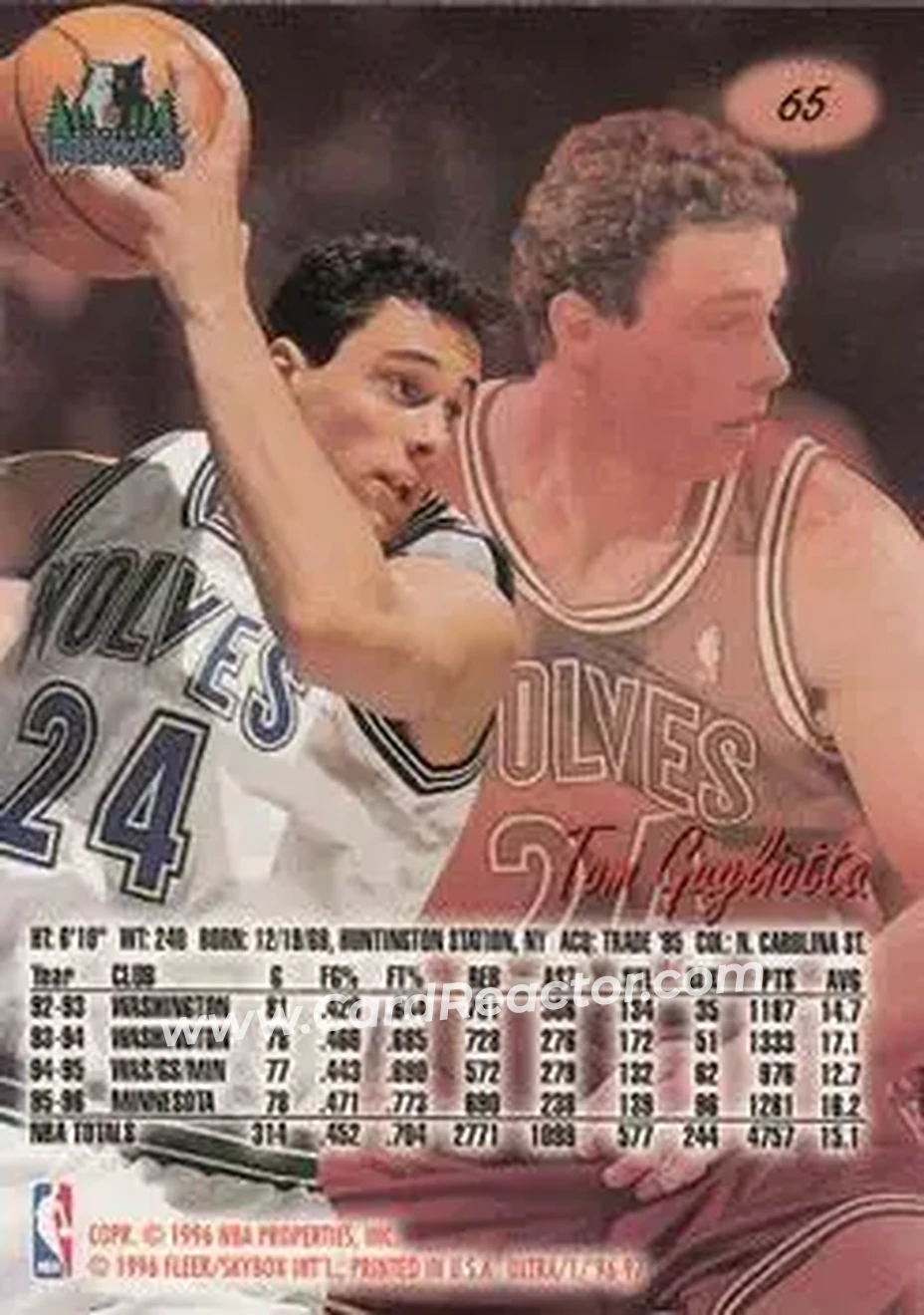 1996-97 Ultra #65 - Tom Gugliotta - Minnesota Timberwolves - Back 1996-97 Ultra #65 - Tom Gugliotta - Minnesota Timberwolves - Back