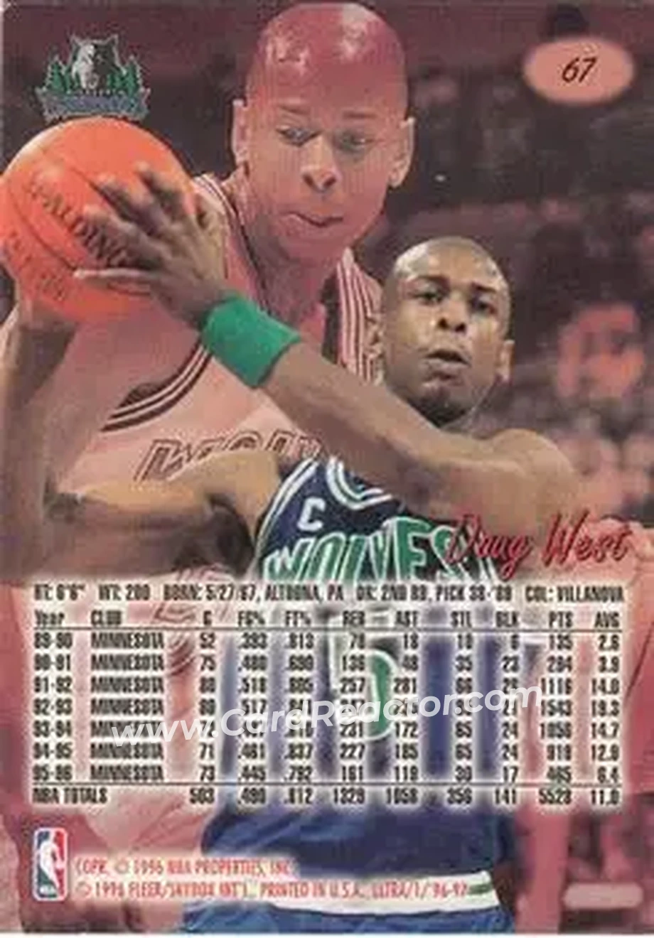 1996-97 Ultra #67 - Doug West - Minnesota Timberwolves - Back