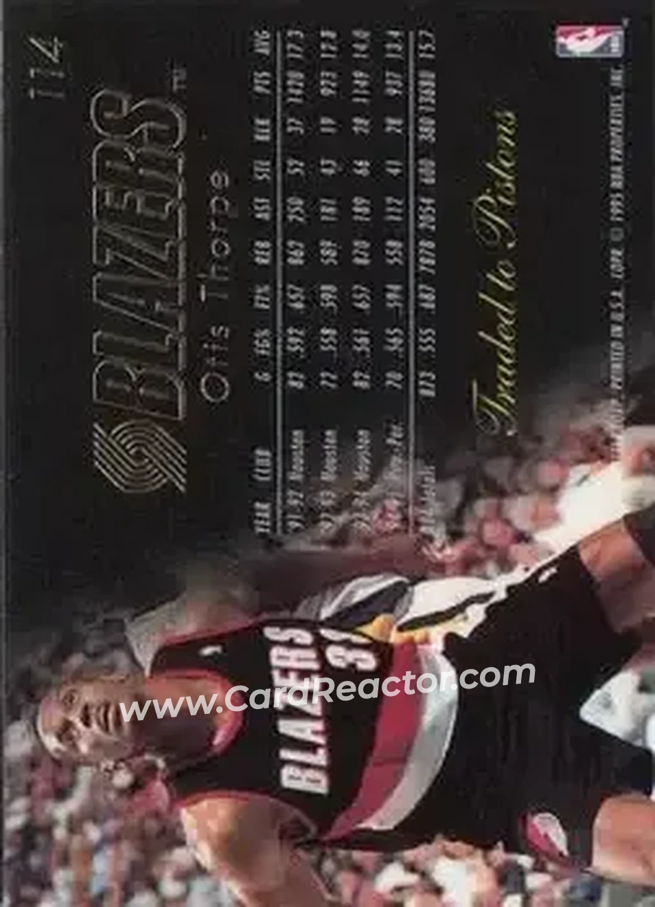 1995-96 Flair #114 - Otis Thorpe - Detroit Pistons - Back