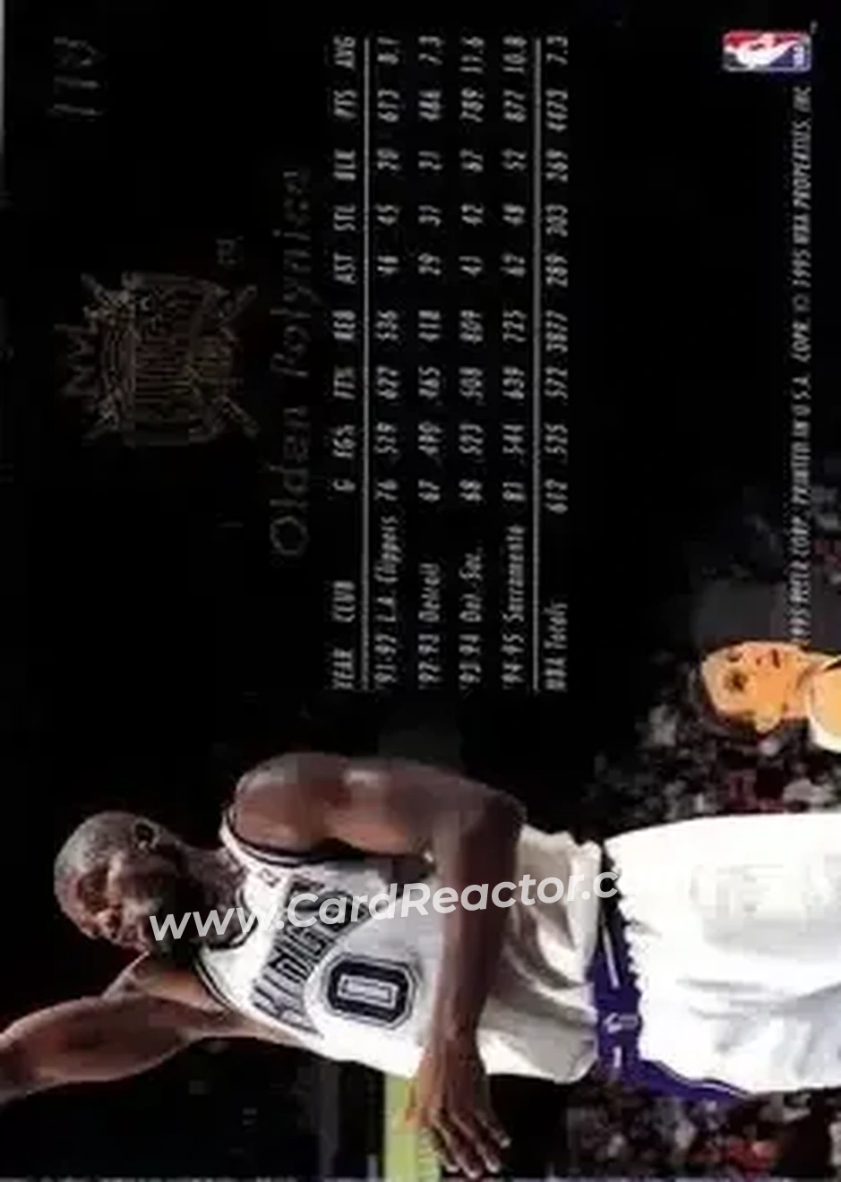 1995-96 Flair #118 - Olden Polynice - Sacramento Kings - Back