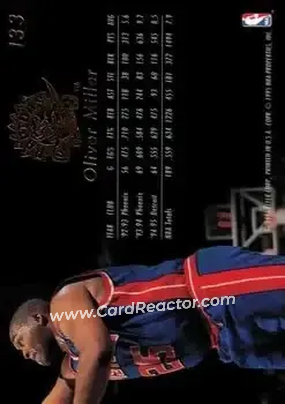 1995-96 Flair #133 - Oliver Miller - Toronto Raptors - Back