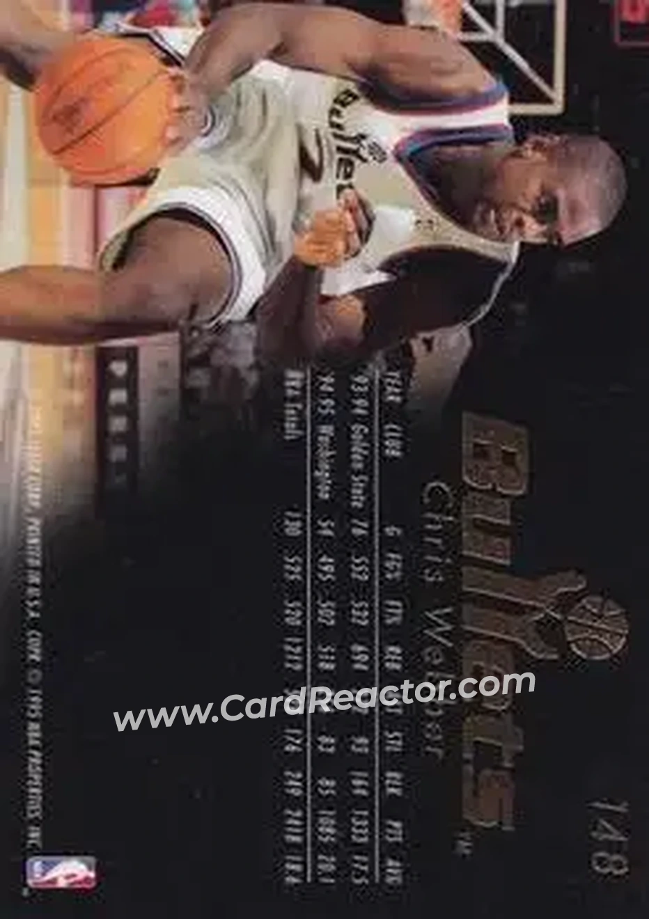 1995-96 Flair #148 - Chris Webber - Washington Bullets - Back