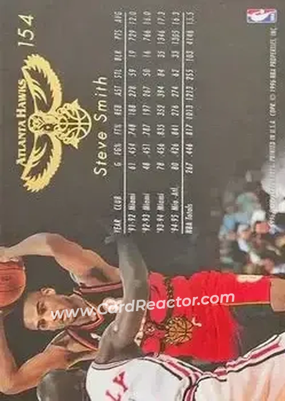 1995-96 Flair #154 - Steve Smith - Atlanta Hawks - Back