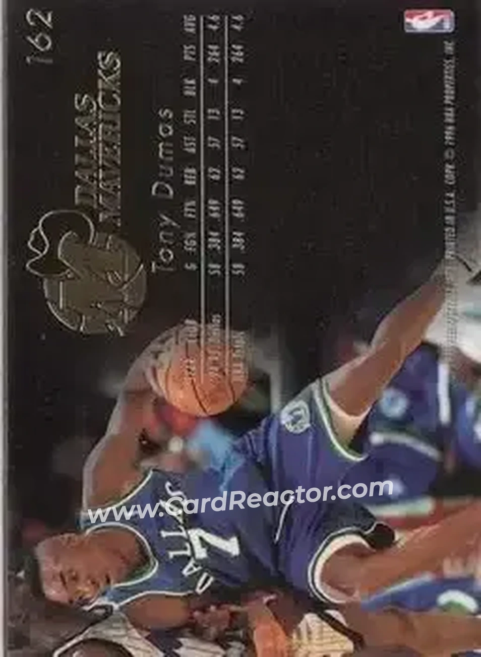 1995-96 Flair #162 - Tony Dumas - Dallas Mavericks - Back