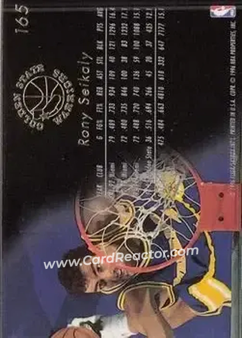 1995-96 Flair #165 - Rony Seikaly - Golden State Warriors - Back