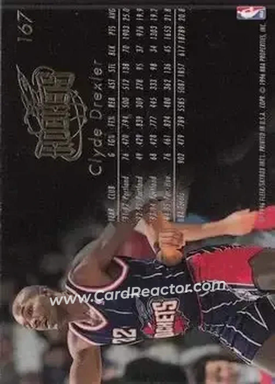1995-96 Flair #167 - Clyde Drexler - Houston Rockets - Back