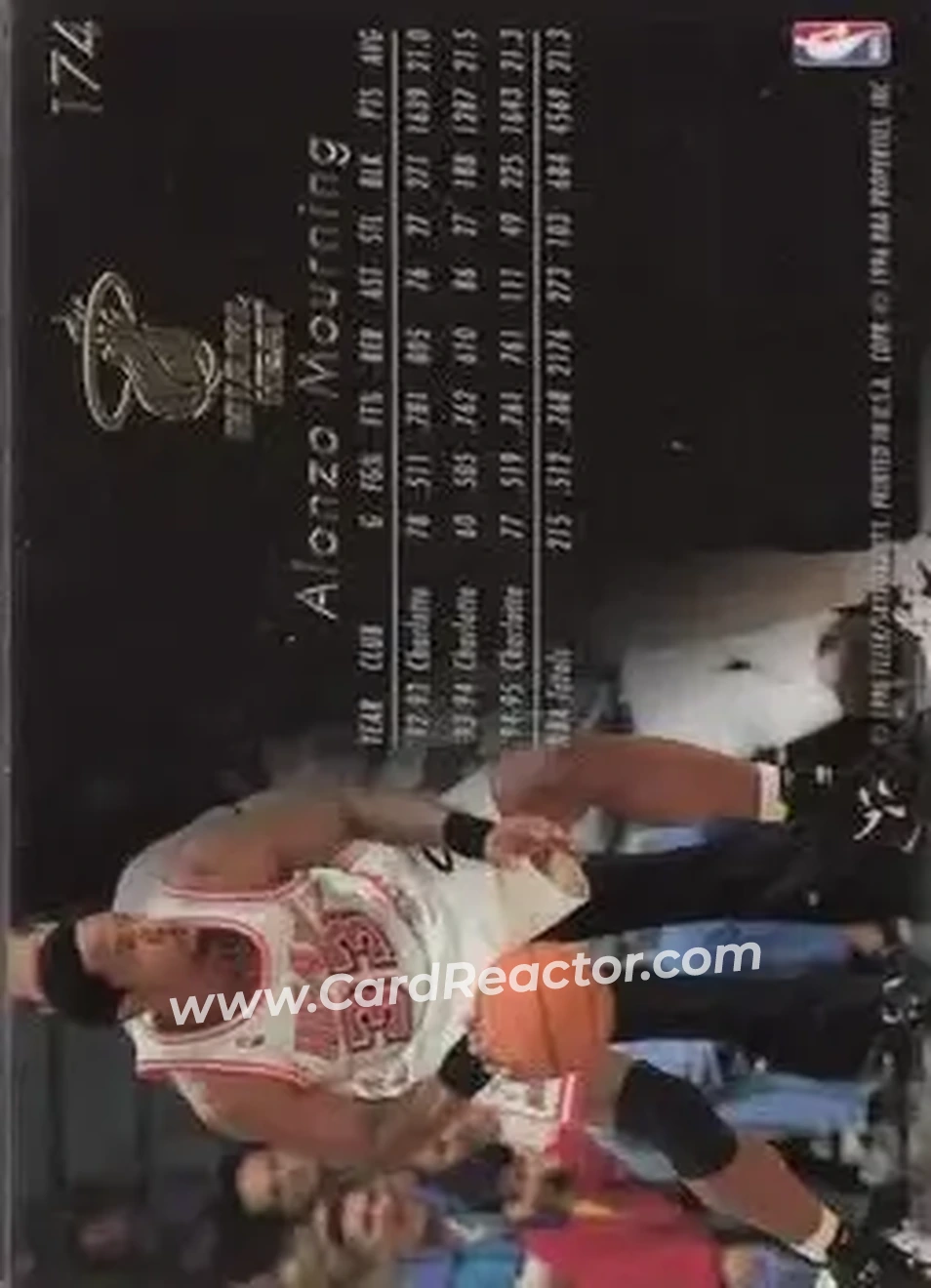 1995-96 Flair #174 - Alonzo Mourning - Miami Heat - Back