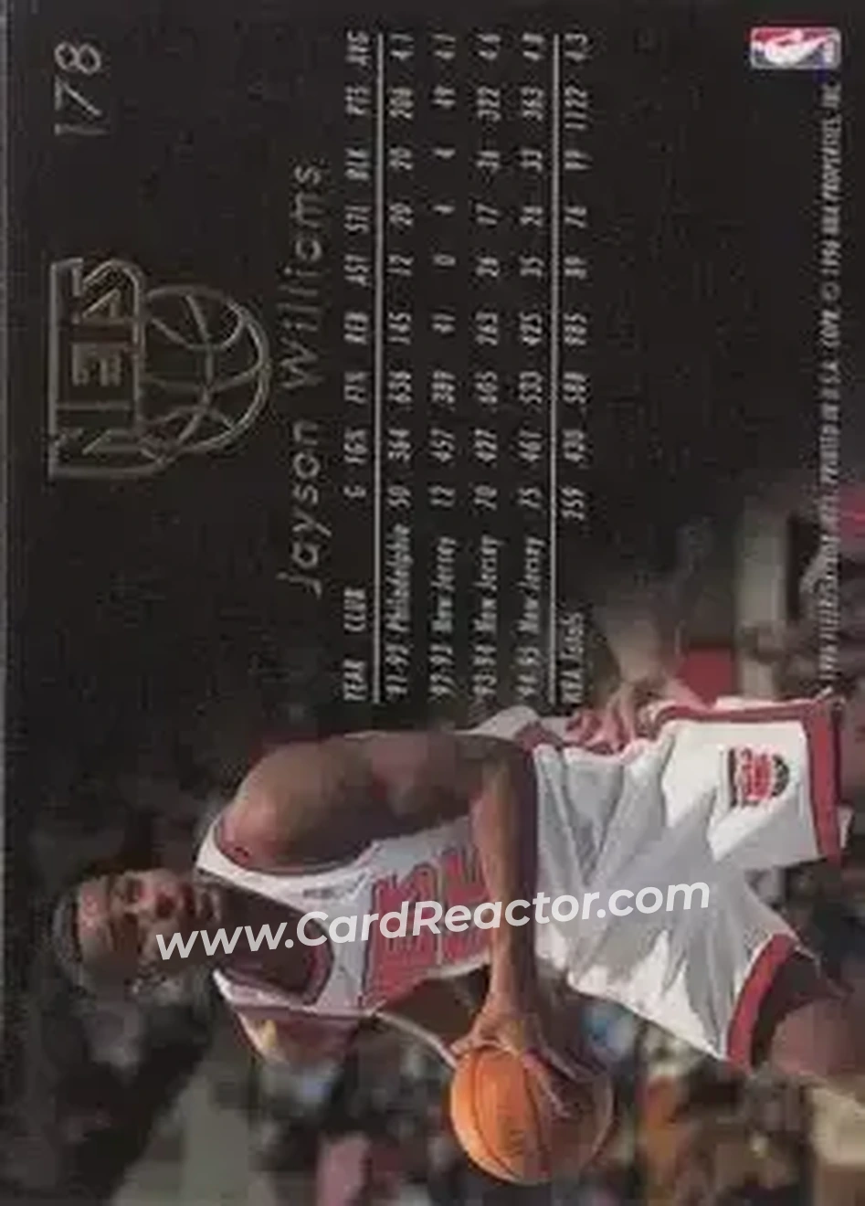 1995-96 Flair #178 - Jayson Williams - New Jersey Nets - Back