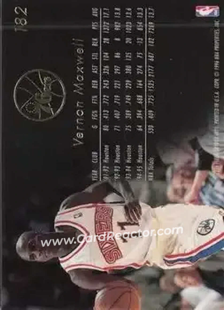 1995-96 Flair #182 - Vernon Maxwell - Philadelphia 76ers - Back