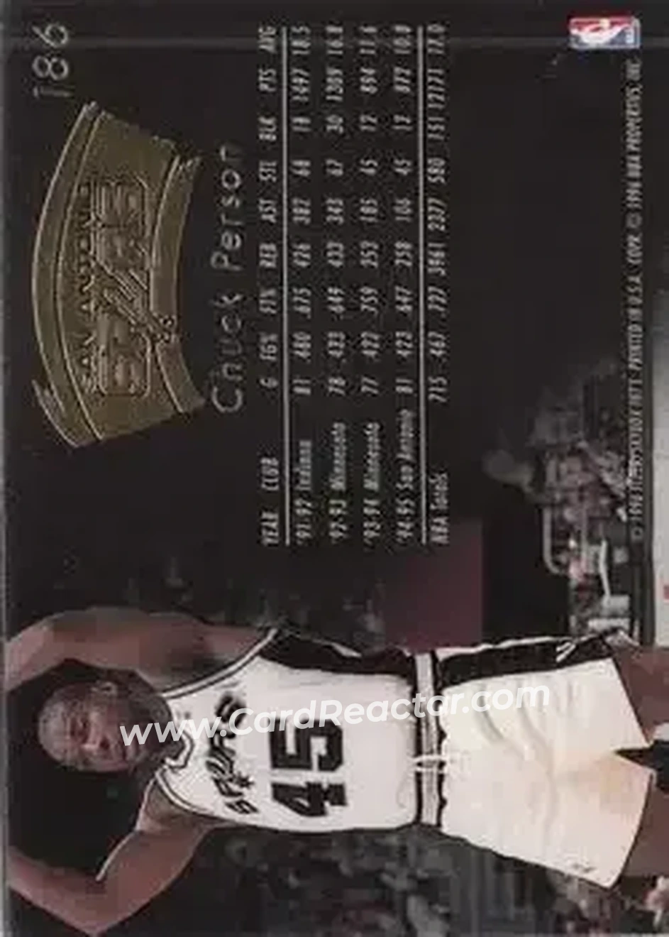 1995-96 Flair #186 - Chuck Person - San Antonio Spurs - Back