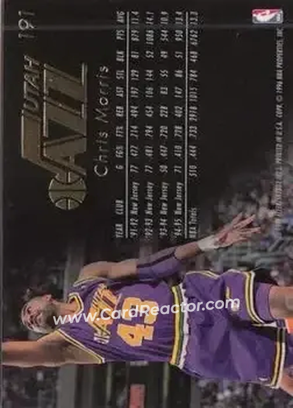 1995-96 Flair #191 - Chris Morris - Utah Jazz - Back