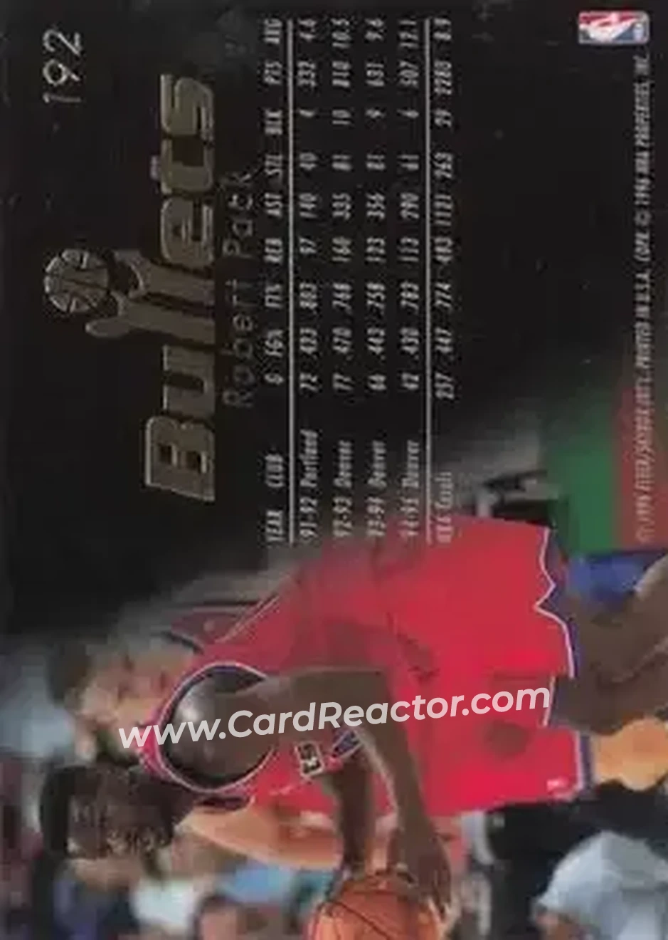 1995-96 Flair #192 - Robert Pack - Washington Bullets - Back
