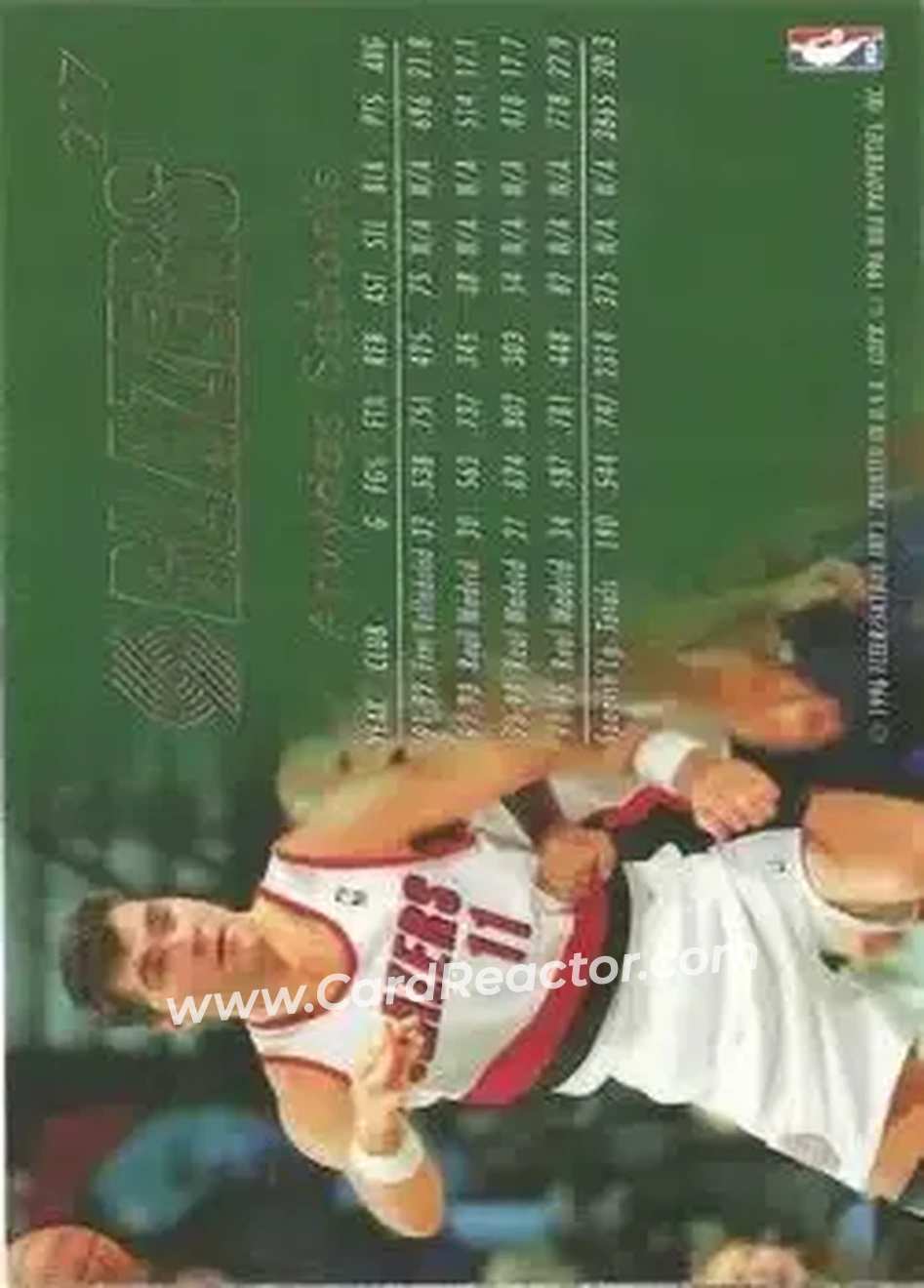 1995-96 Flair #217 - Arvydas Sabonis - Portland Trail Blazers - Back