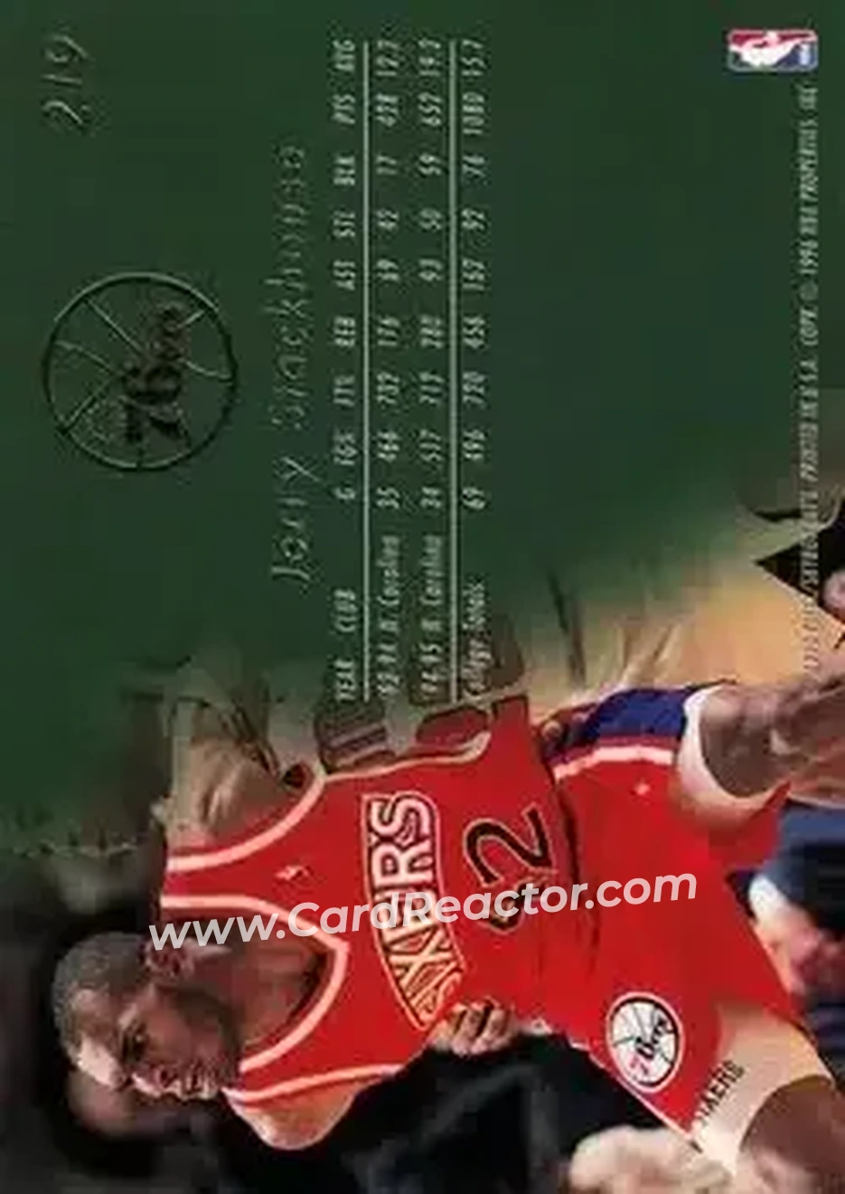 1995-96 Flair #219 - Jerry Stackhouse - Philadelphia 76ers - Back