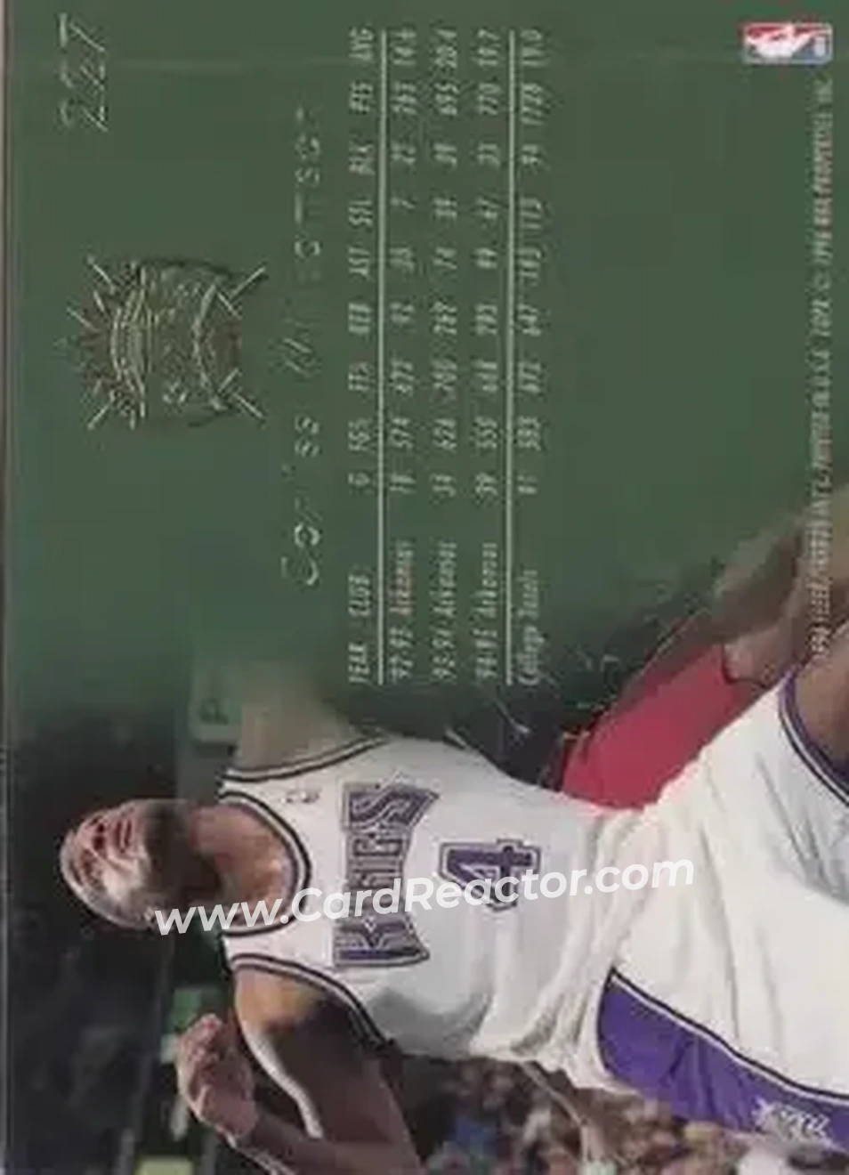1995-96 Flair #227 - Corliss Williamson - Sacramento Kings - Back